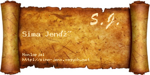 Sima Jenő névjegykártya
